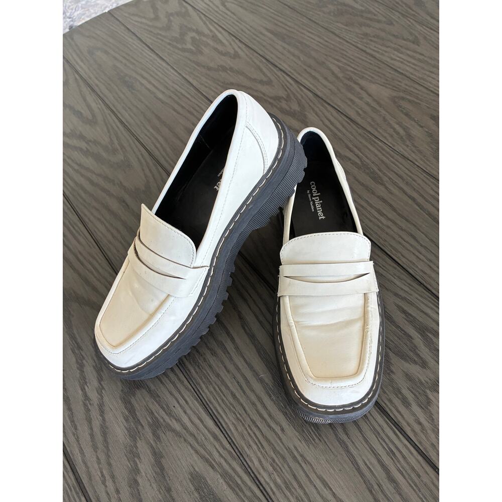 Steve Madden Shoes Loafers Platform Ivory Chunky Platform Cool Planet Size 7.5 M